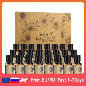 AKARZ Hots 24 Set Tea Tree, Lavender, Sandalwood, Rose, Patchouli, Musk, Ylang, Rosemary, Peony, Vanilla, Neroli Lily Essential Oil