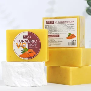 AILKE Natural Turmeric Bath Soap for Face & Body, Lightening, Cleanses Skin, Evens Tone, Reduce Spot, Radiant Skin, Oil Control